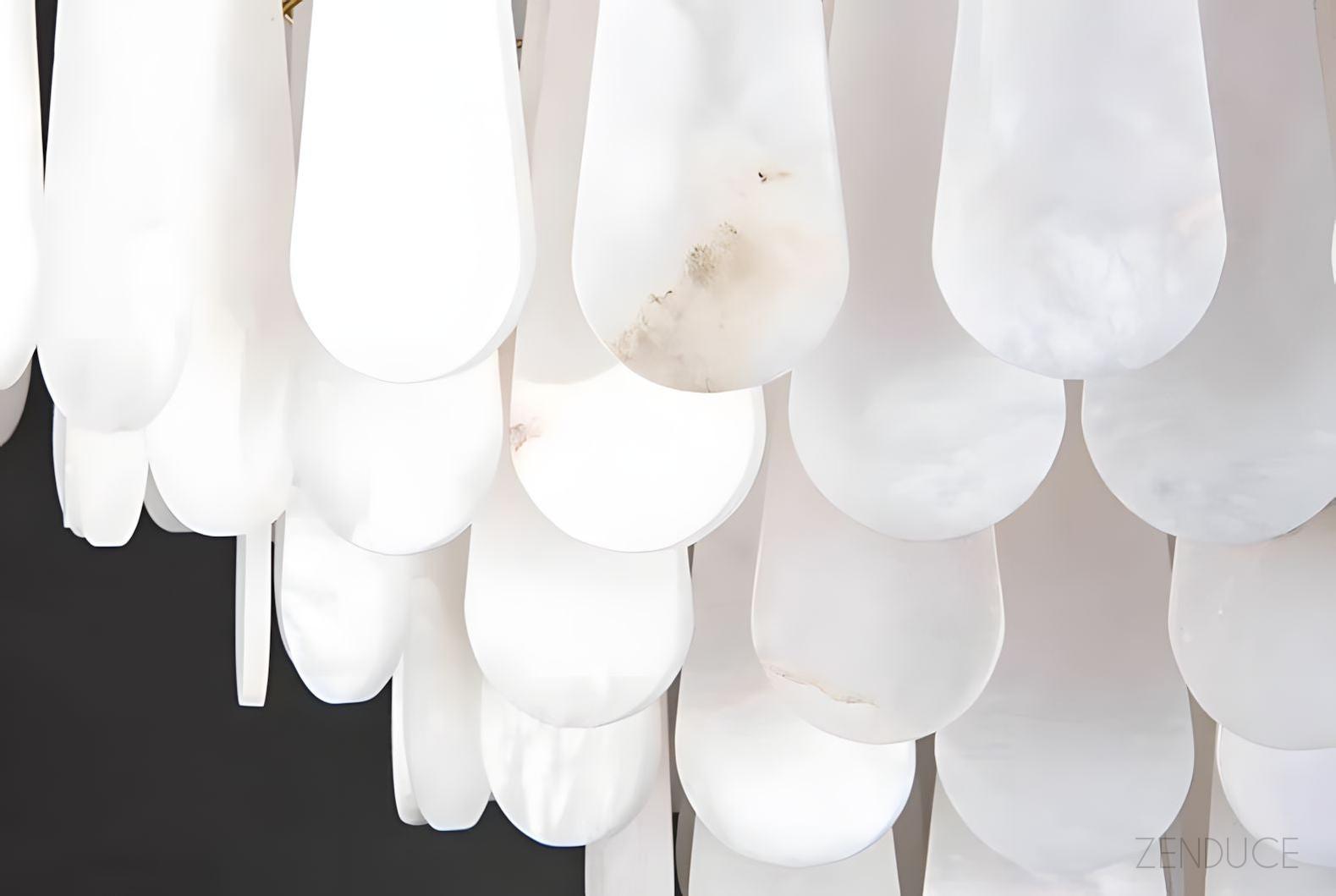 Three-Tier Alabaster Brass Chandelier - view 8