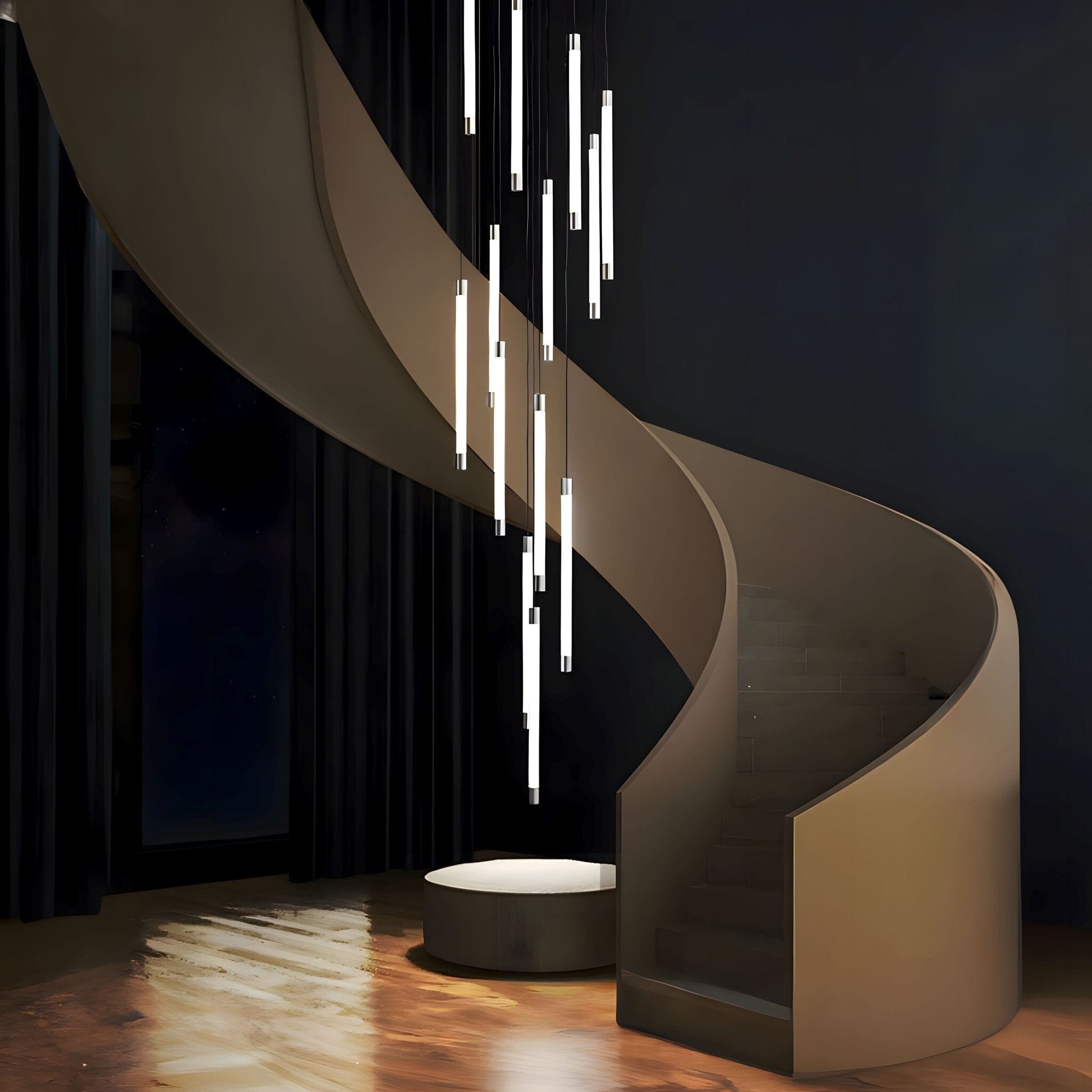 Tiered Acrylic Wand LED Chandelier - Silver / 18 Lights / Warm White