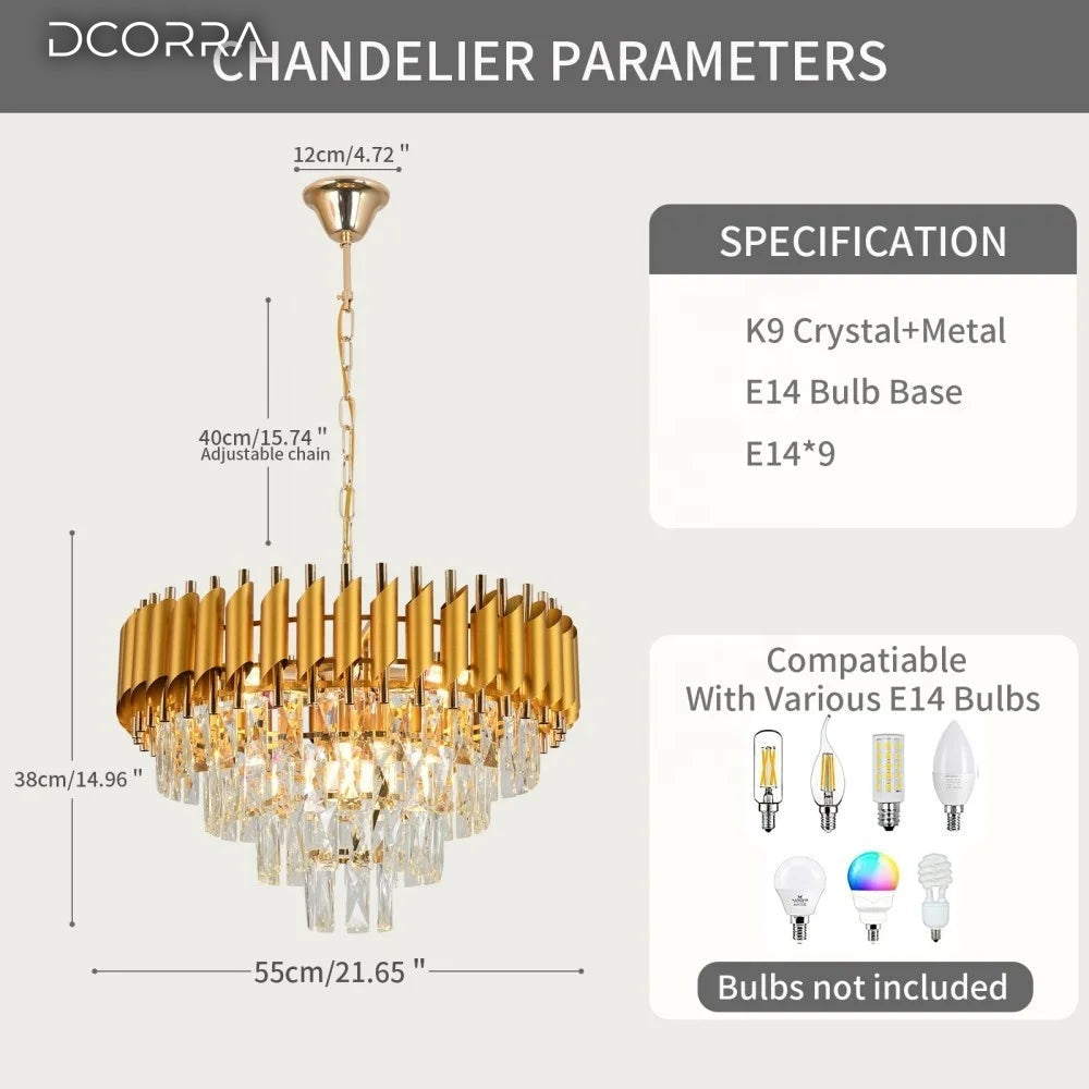Tiered Crystal Drum Chandelier - Gold or Black - view 5
