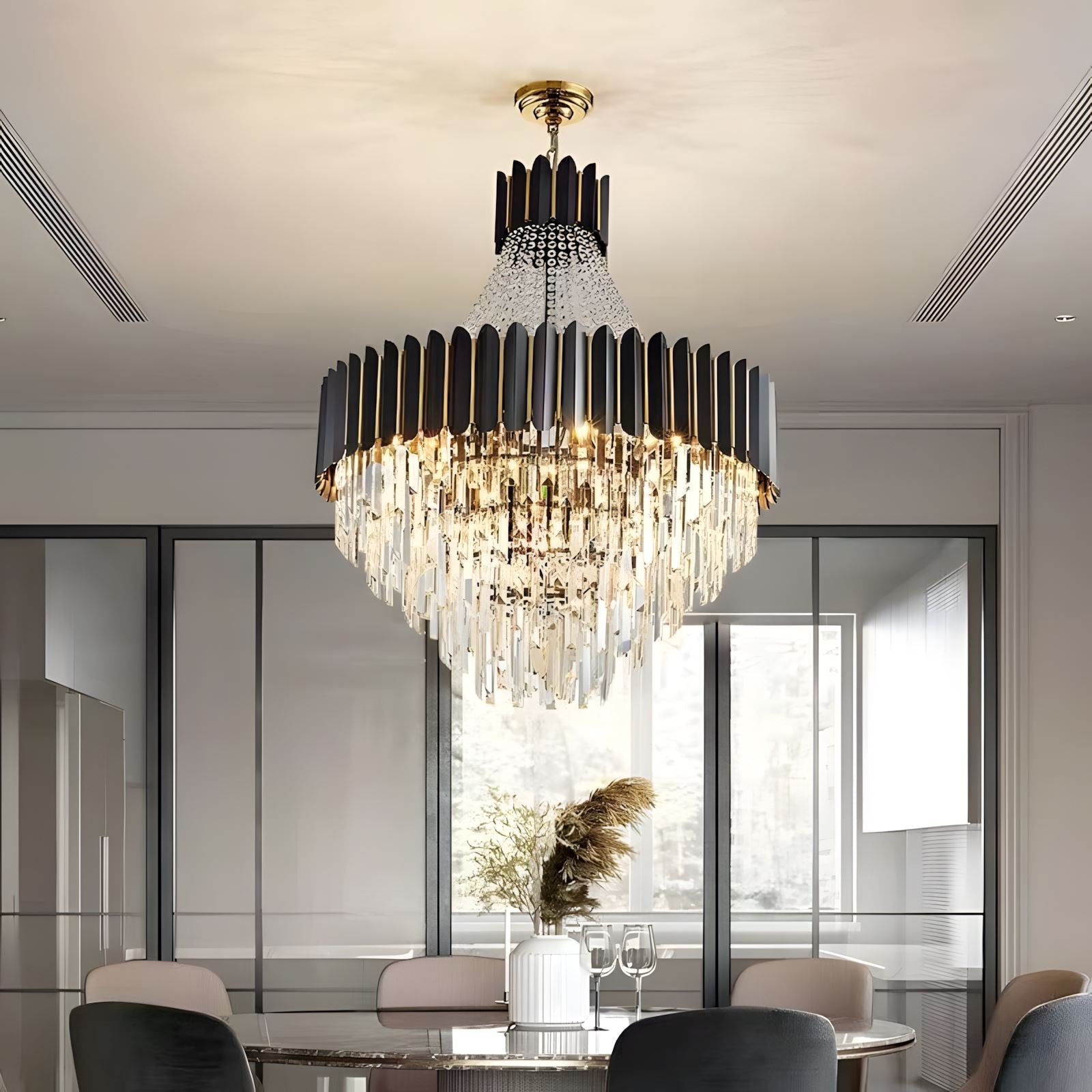 Tiered K9 Crystal Black and Gold Chandelier - view 13