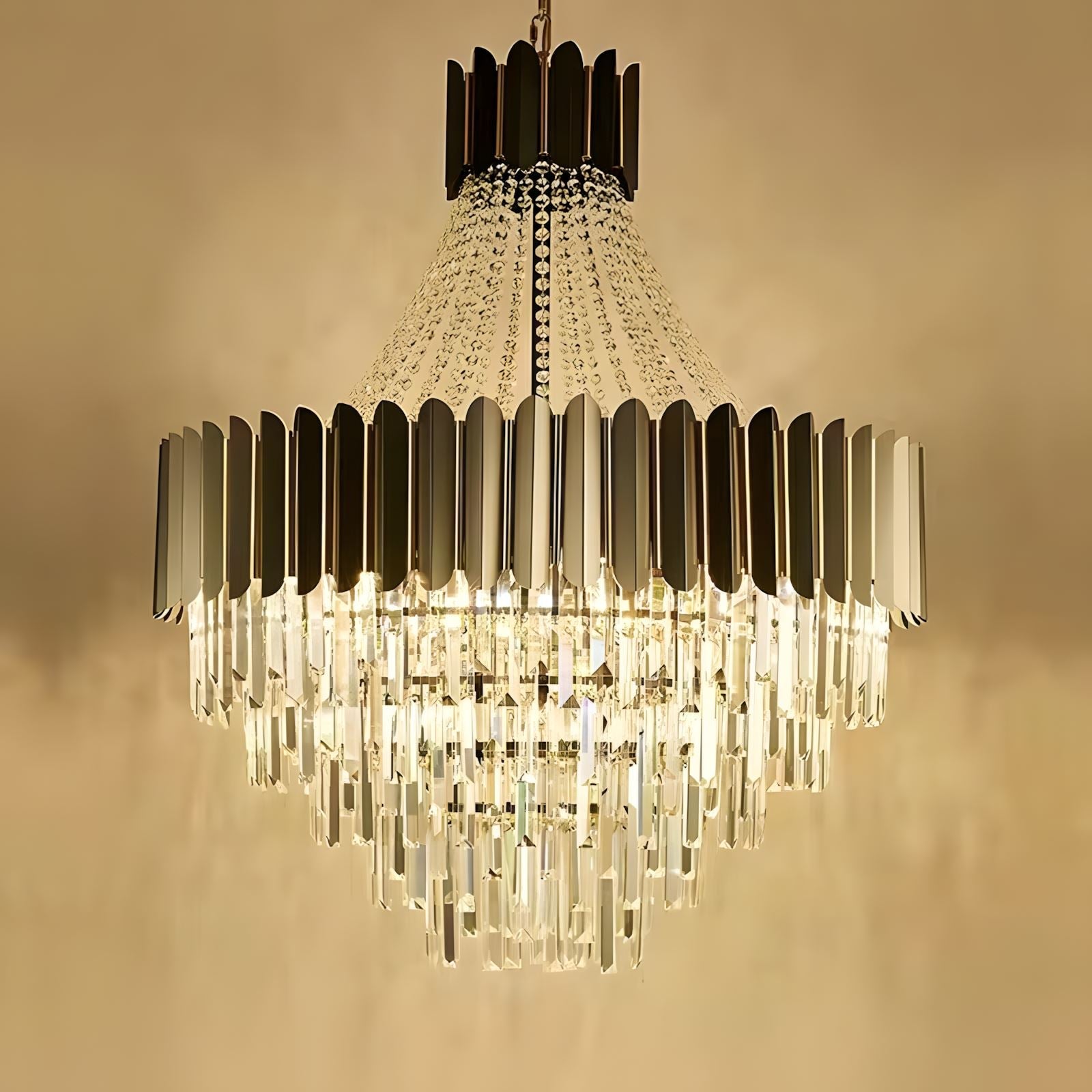 Tiered K9 Crystal Black and Gold Chandelier - view 14