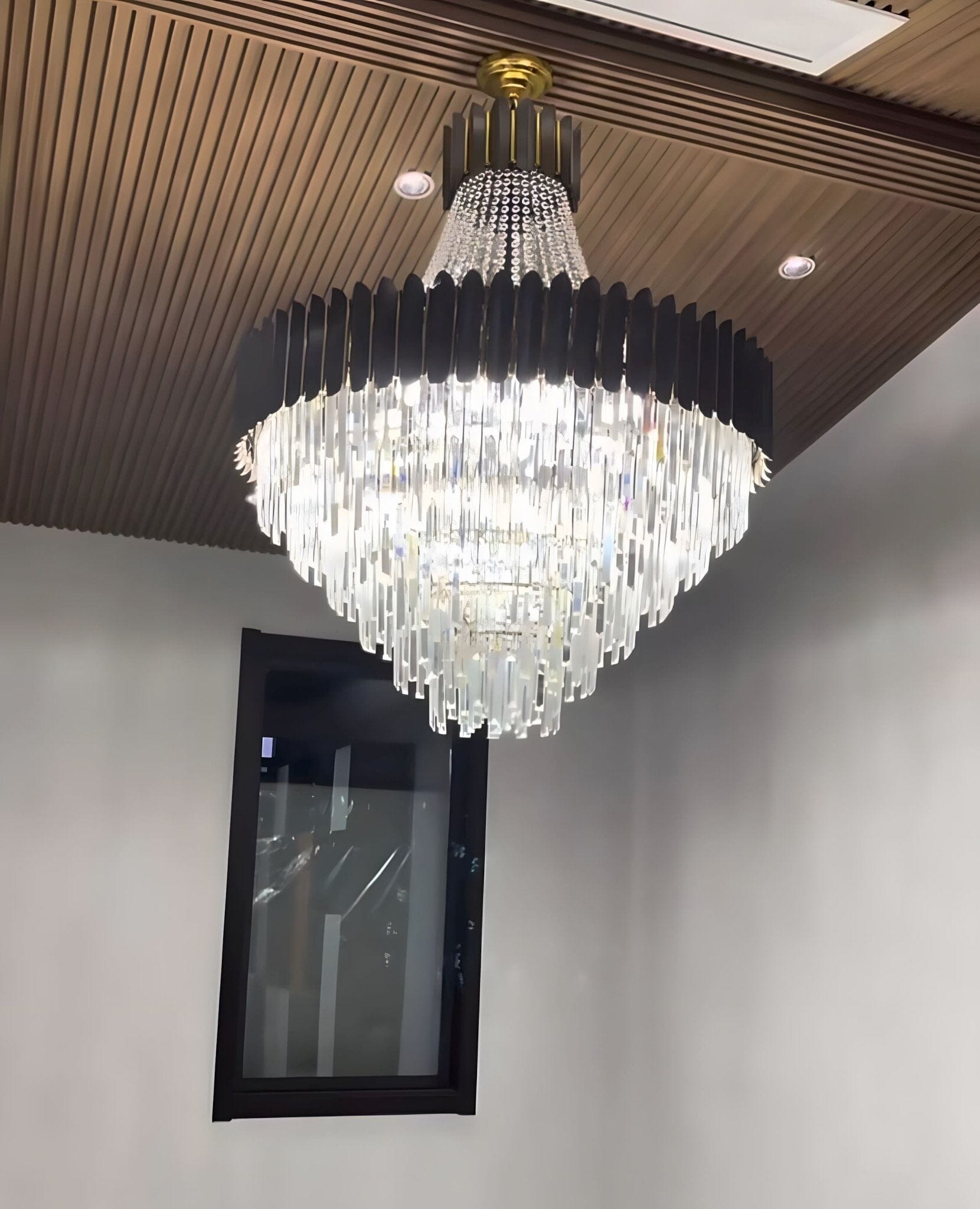 Tiered K9 Crystal Black and Gold Chandelier - view 4