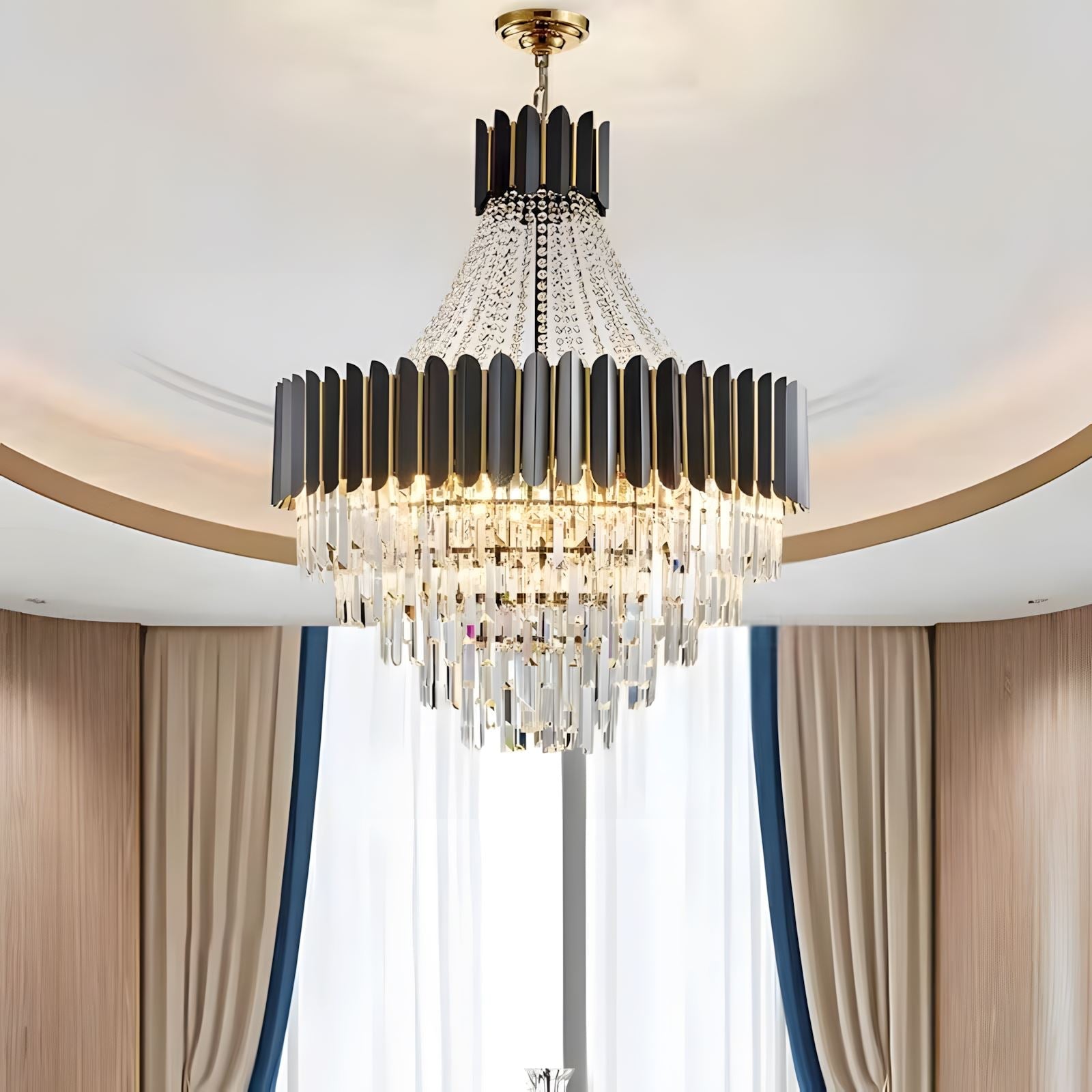 Tiered K9 Crystal Black and Gold Chandelier - view 6