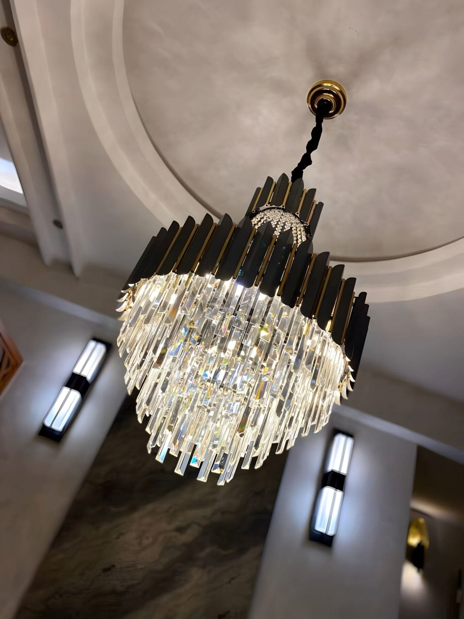 Tiered K9 Crystal Black and Gold Chandelier - view 7