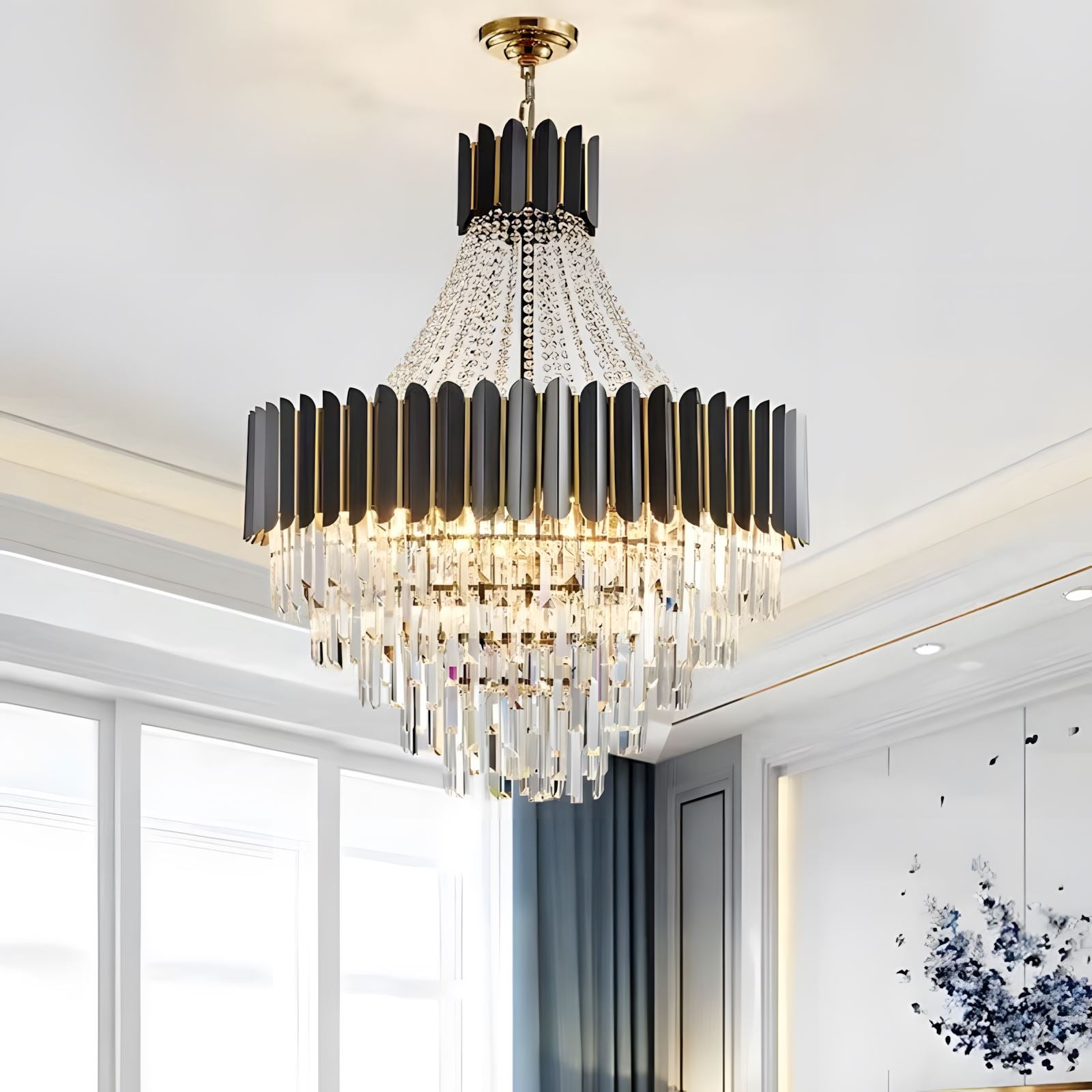 Tiered K9 Crystal Black and Gold Chandelier - view 8
