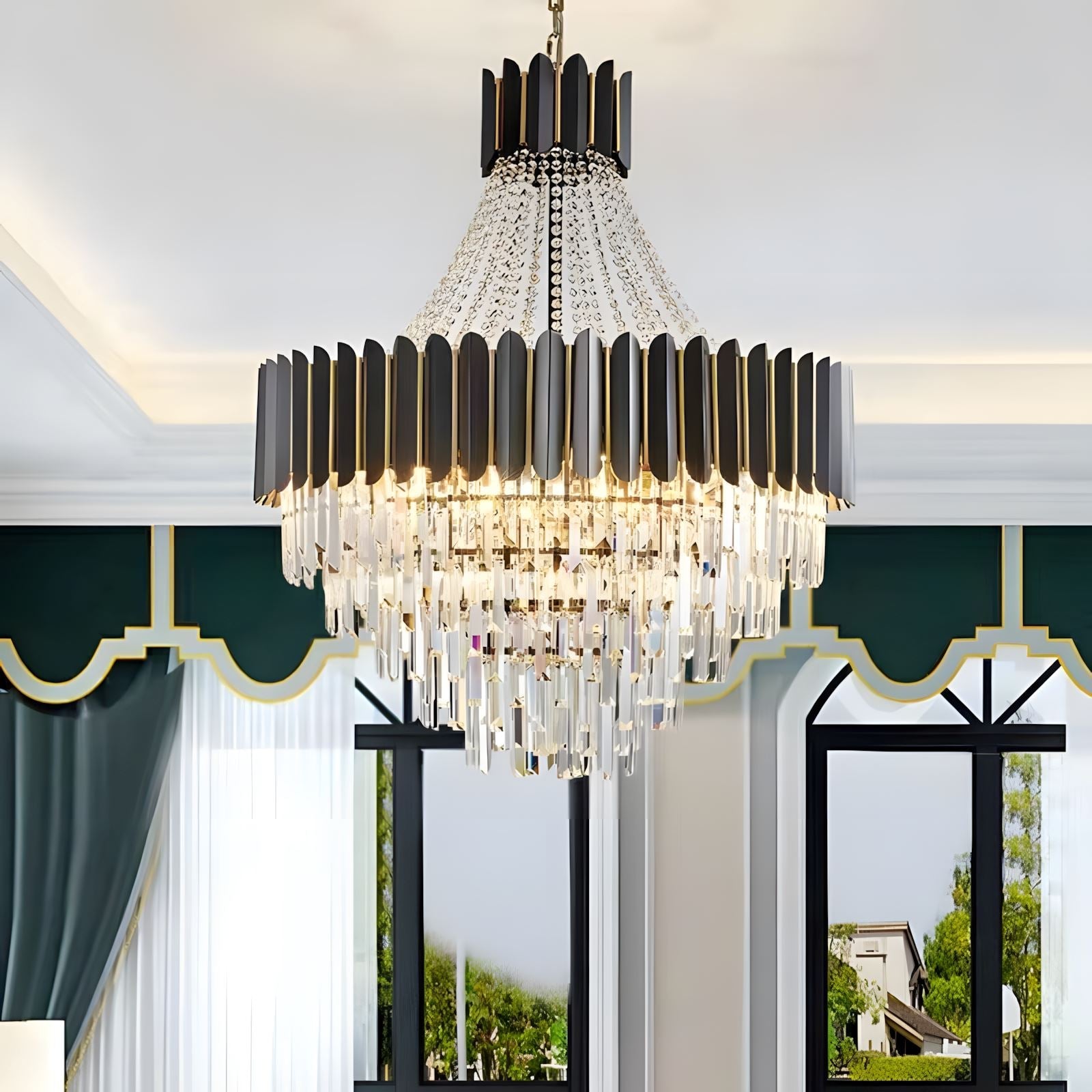 Tiered K9 Crystal Black and Gold Chandelier - view 9