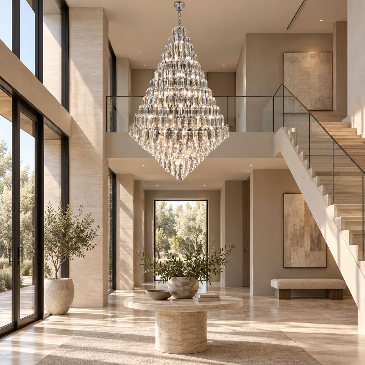 Tiered K9 Crystal Tall Chandelier - view 10
