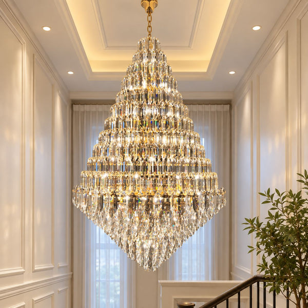 Tiered K9 Crystal Tall Chandelier