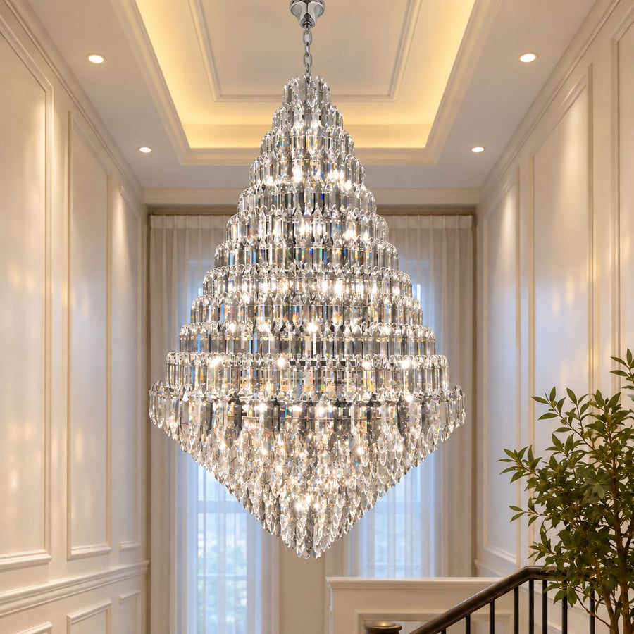 Tiered K9 Crystal Tall Chandelier