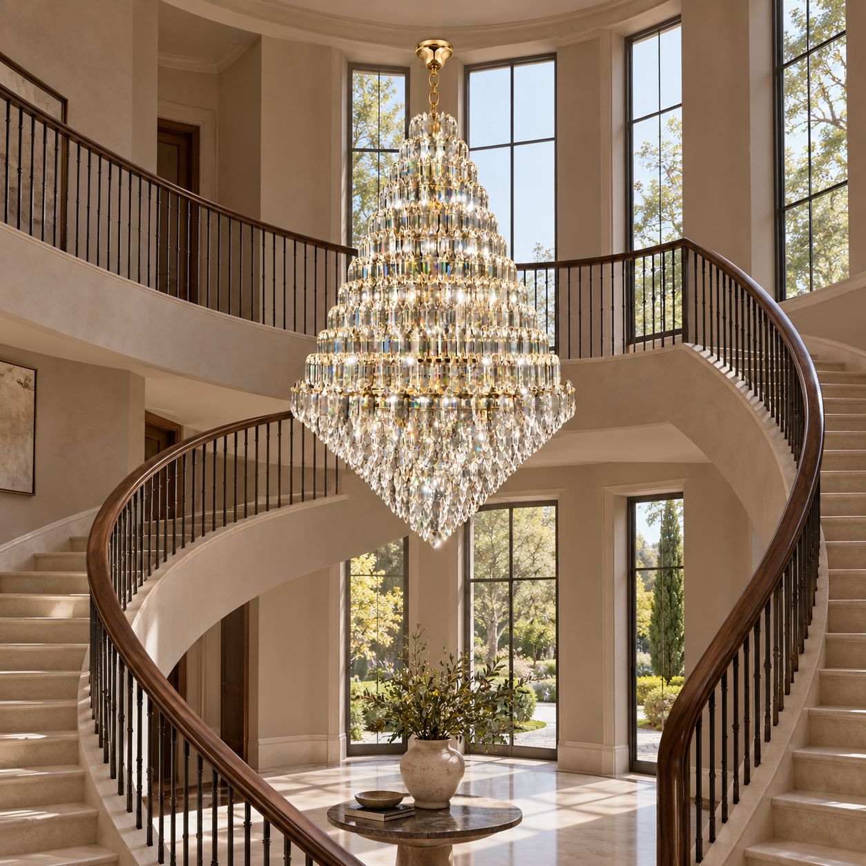 Tiered K9 Crystal Tall Chandelier - view 4