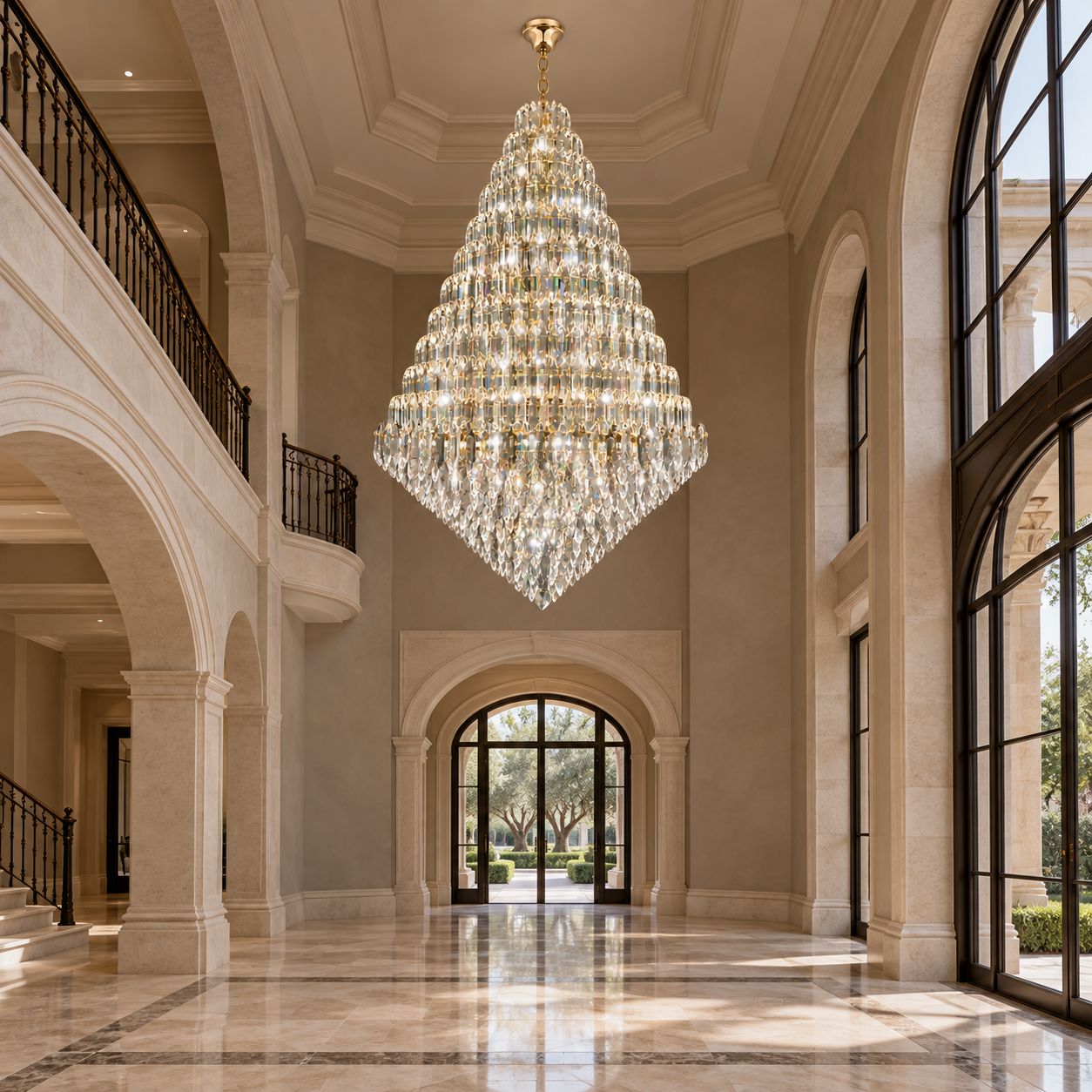 Tiered K9 Crystal Tall Chandelier - view 5