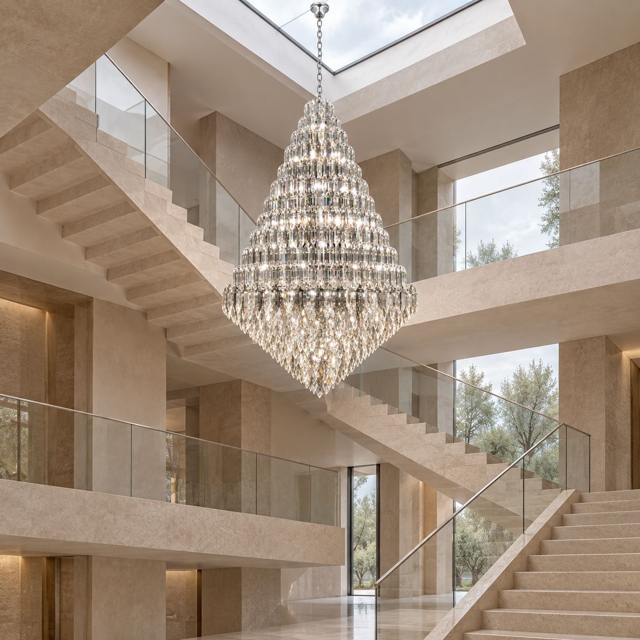Tiered K9 Crystal Tall Chandelier - view 6