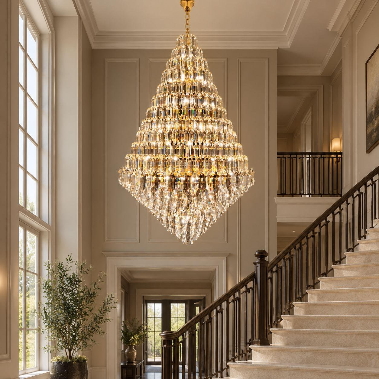 Tiered K9 Crystal Tall Chandelier - view 8
