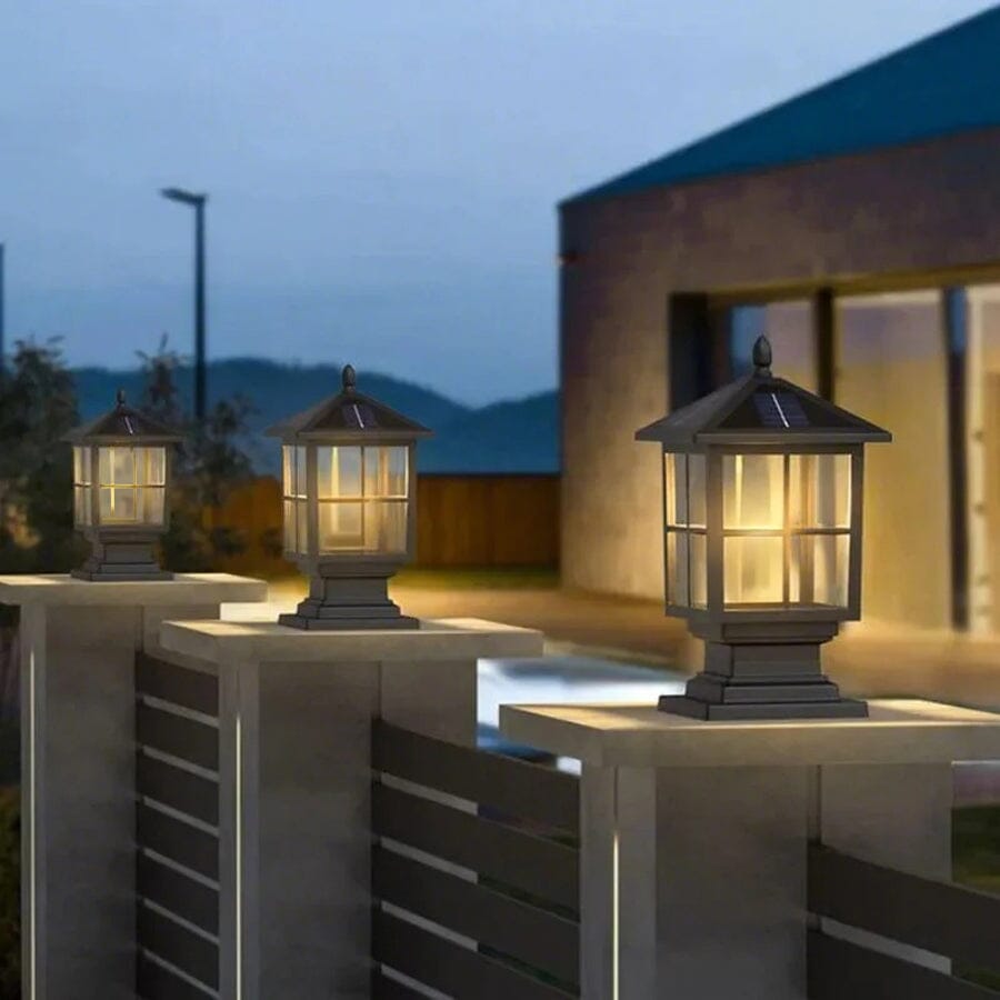 Traditional Square Pillar Lantern - Solar or Hardwired - Solar / Set of 4