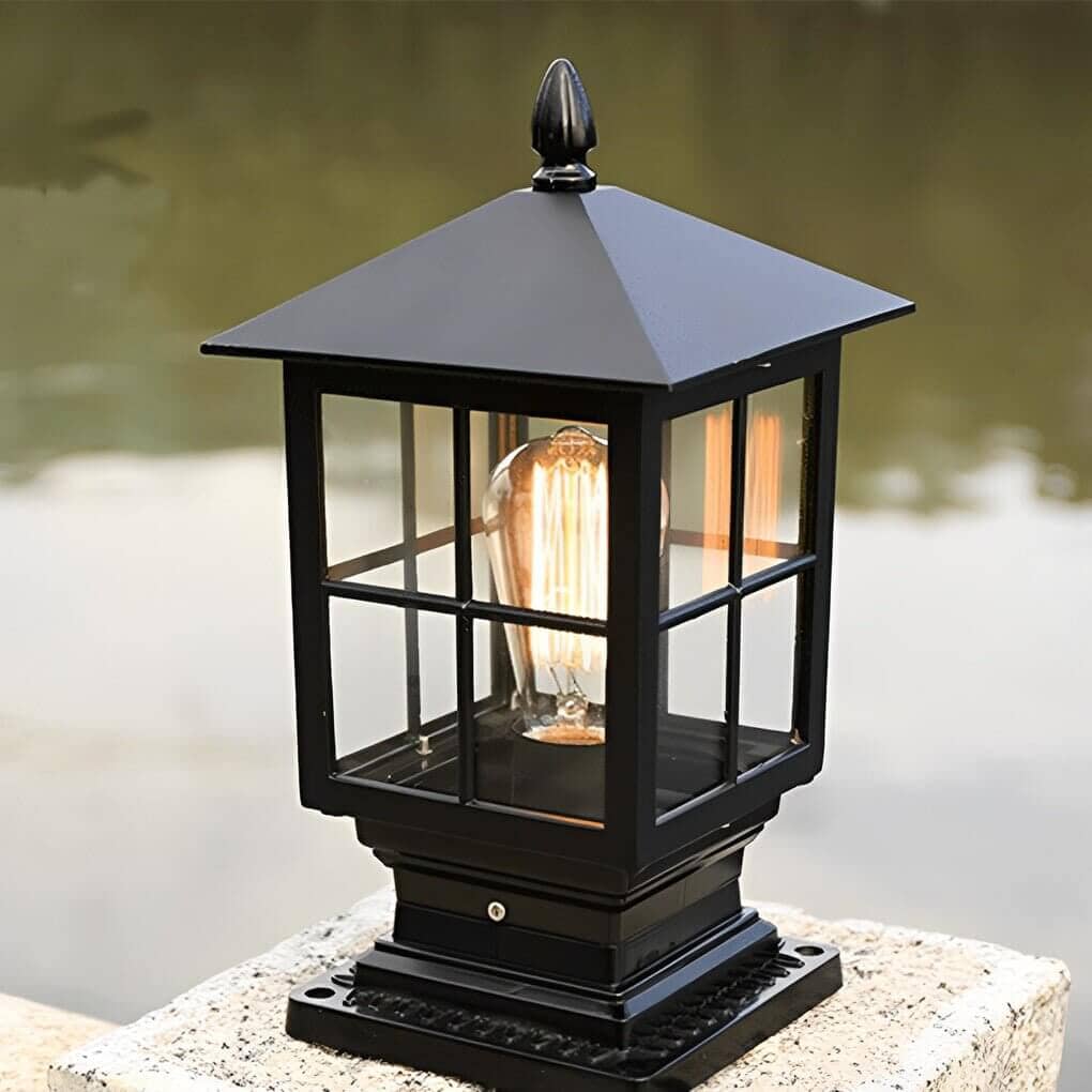Traditional Square Pillar Lantern - Solar or Hardwired - Hardwired