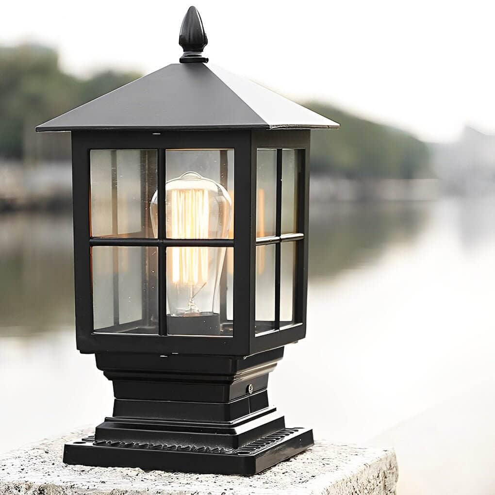 Traditional Square Pillar Lantern - Solar or Hardwired - Hardwired