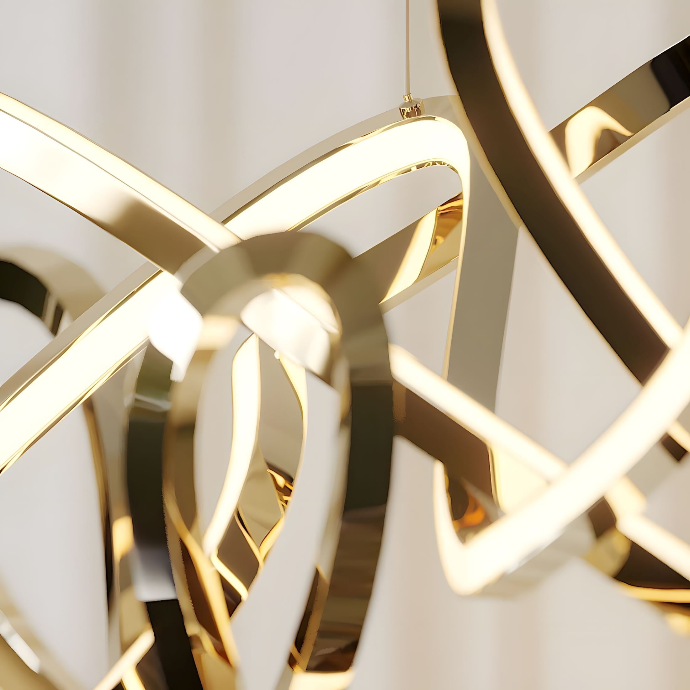 Close-up detail of the Twisted Swirl LED Linear Chandelier