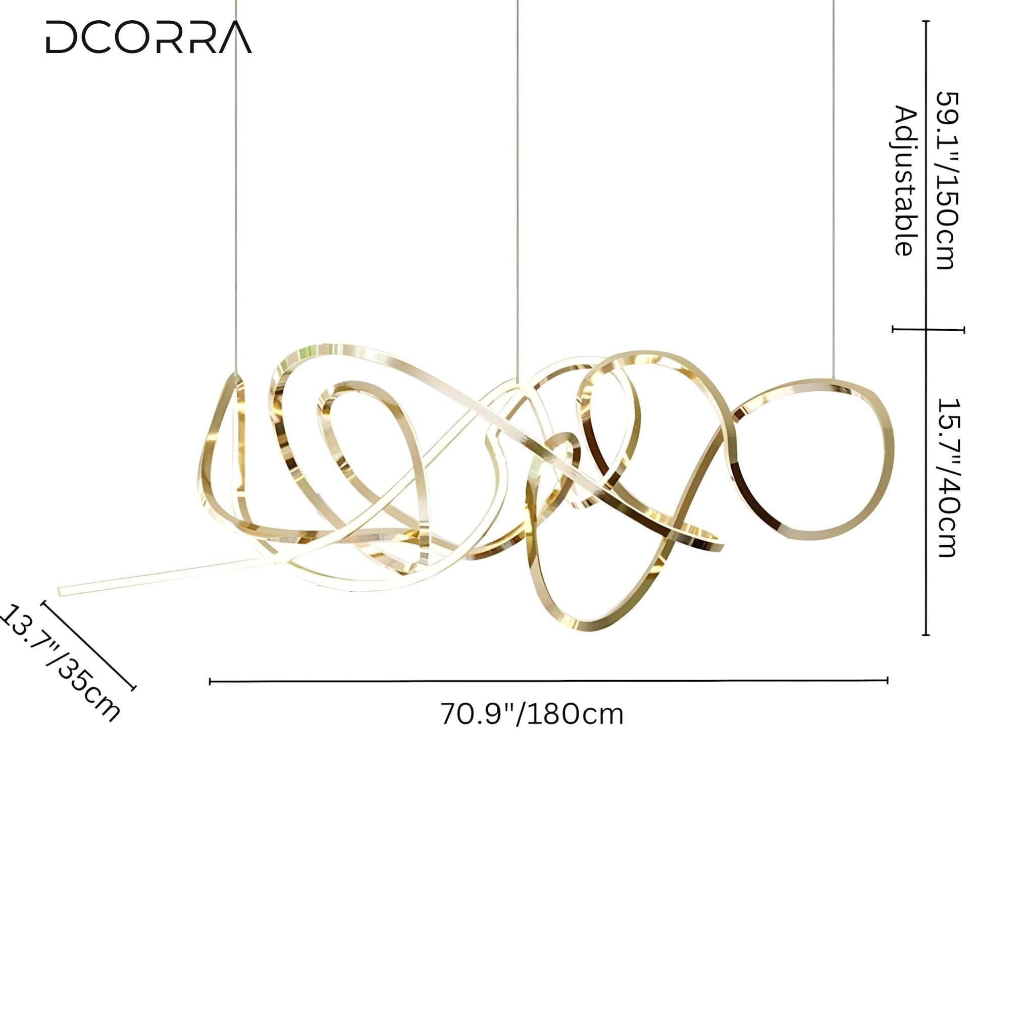 Twisted Swirl LED Linear Chandelier on a white background