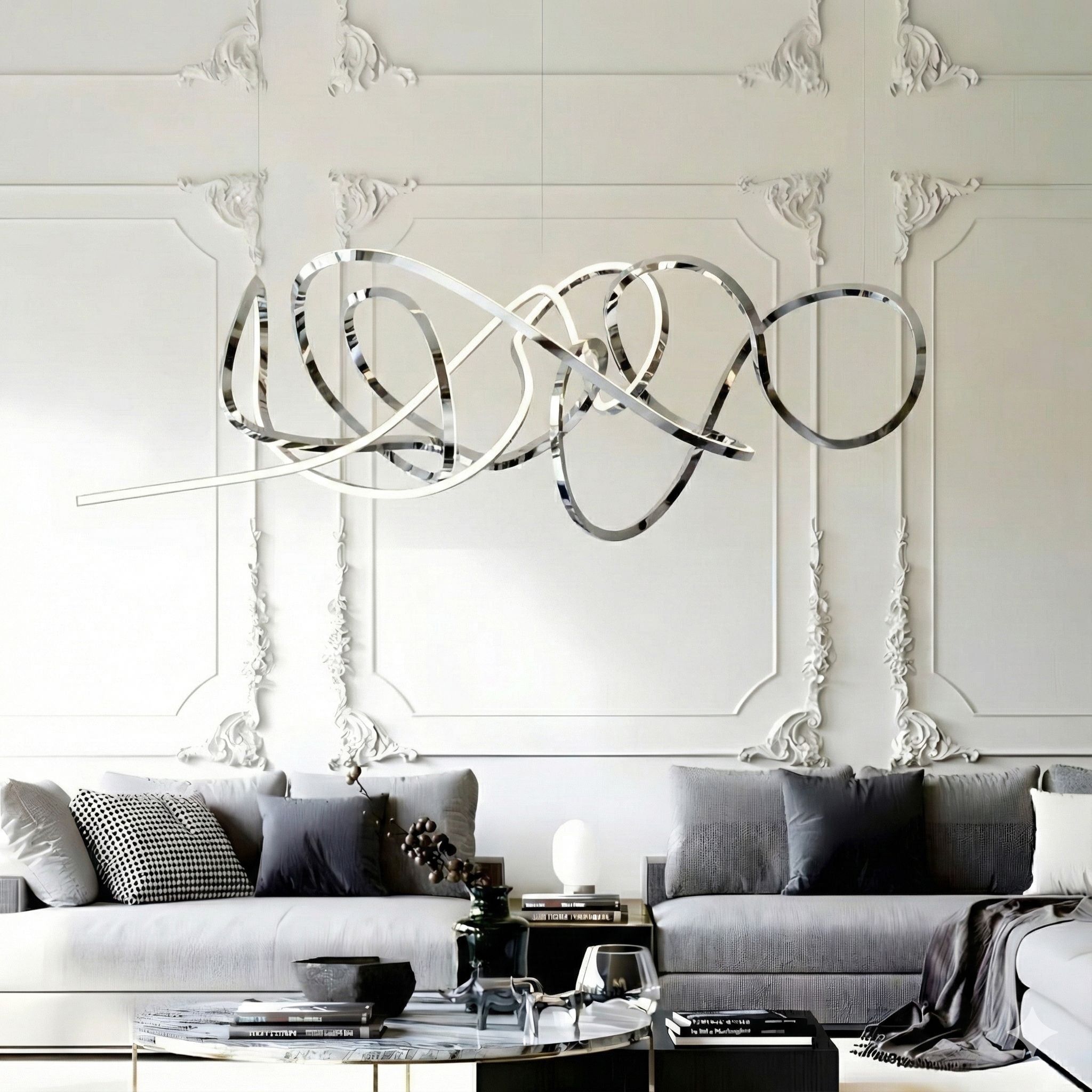 Twisted Swirl LED Linear Chandelier - Chrome