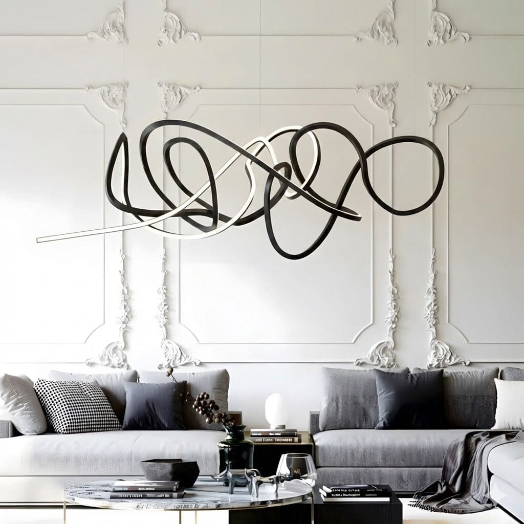Twisted Swirl LED Linear Chandelier - Black