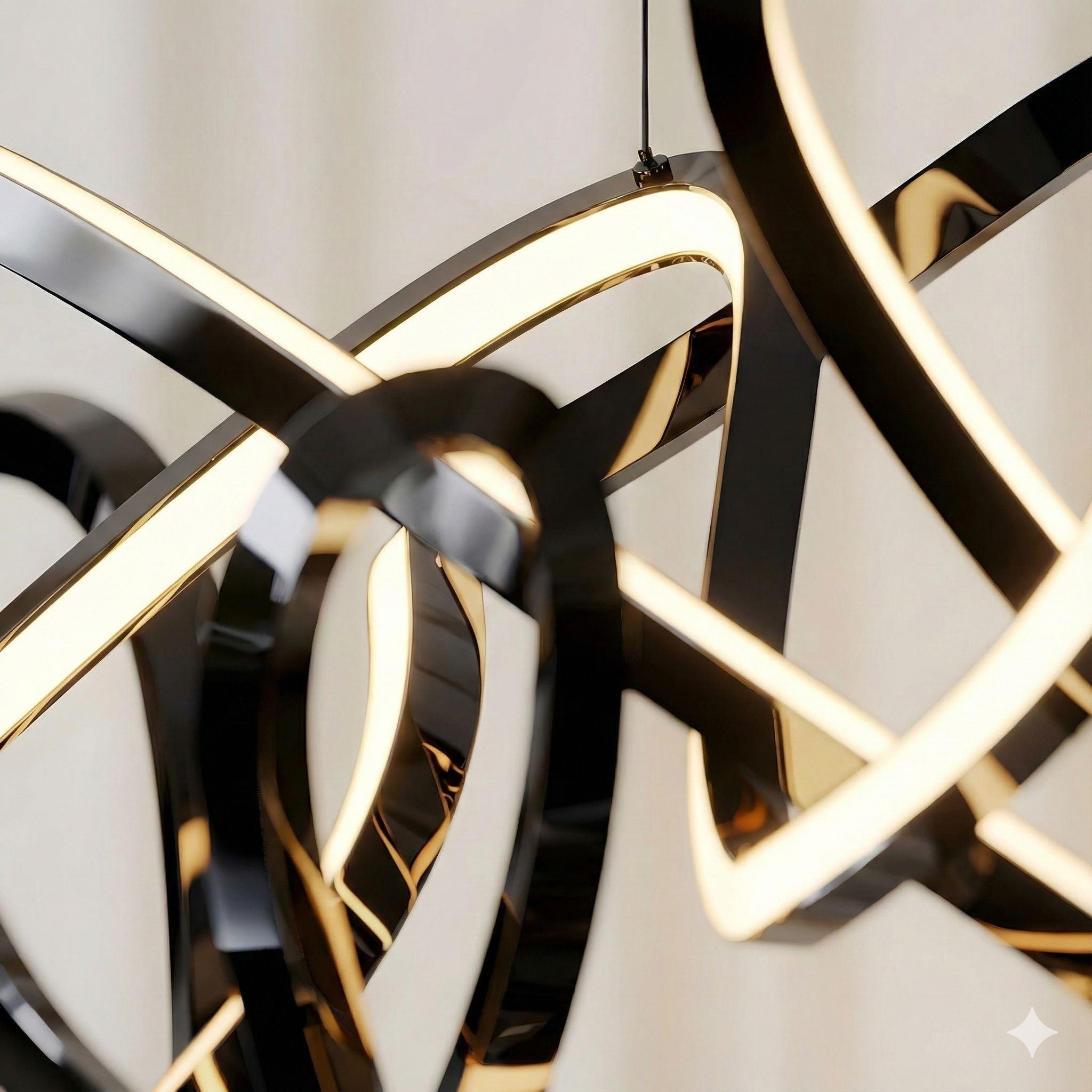 Close-up detail of the Twisted Swirl LED Linear Chandelier