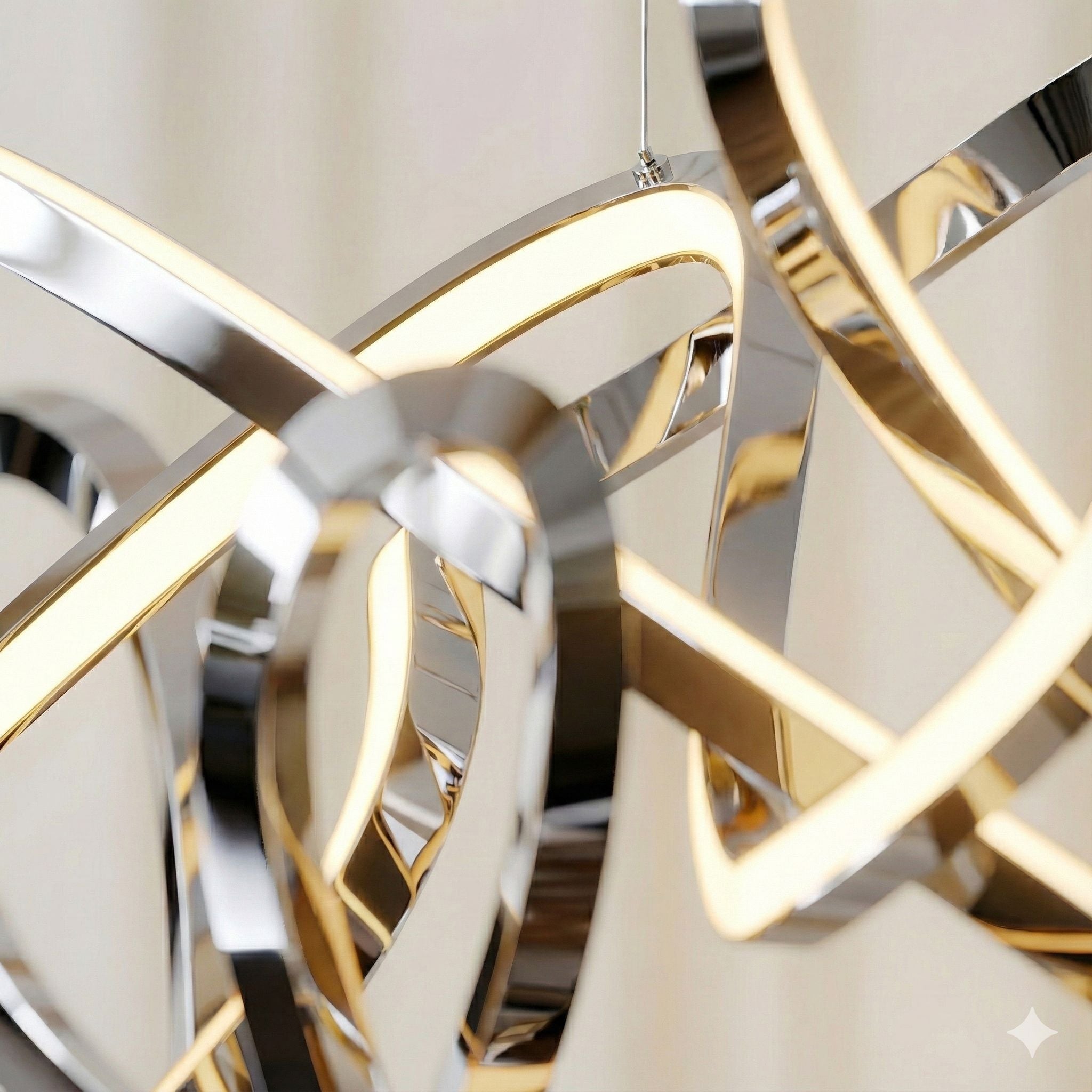 Close-up detail of the Twisted Swirl LED Linear Chandelier