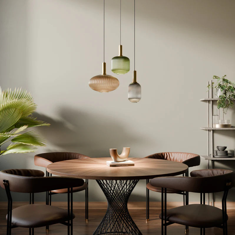 Elegant Fluted Pendant Light above a dining table