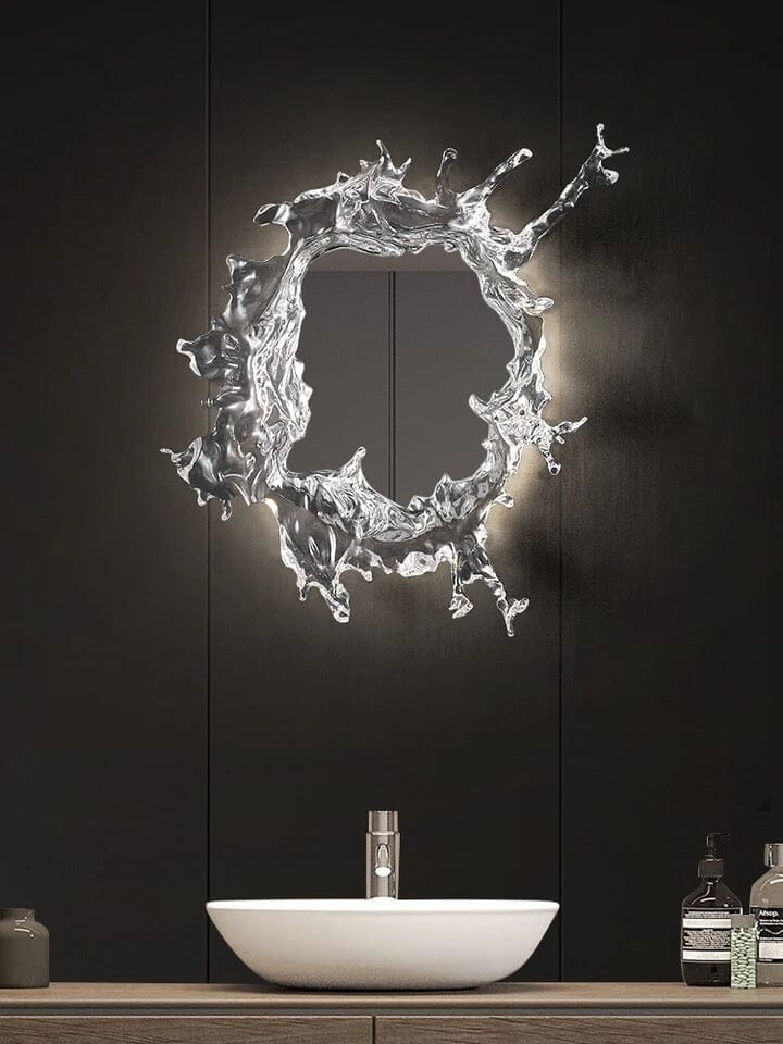 Water Splash LED Wall Mirror in a bathroom