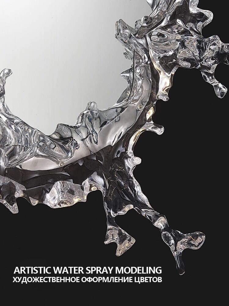 Close-up detail of the Water Splash LED Wall Mirror