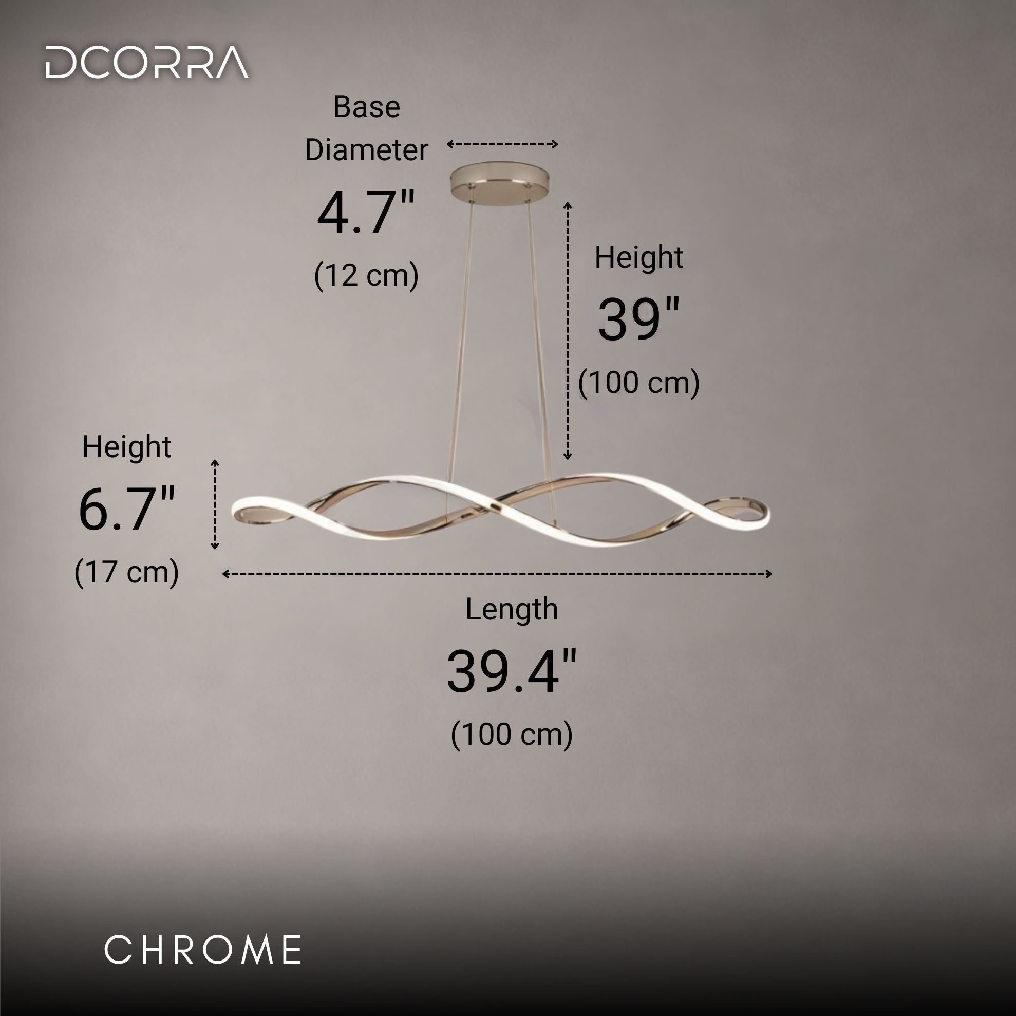 Wave Linear LED Pendant Light with Remote - Chrome