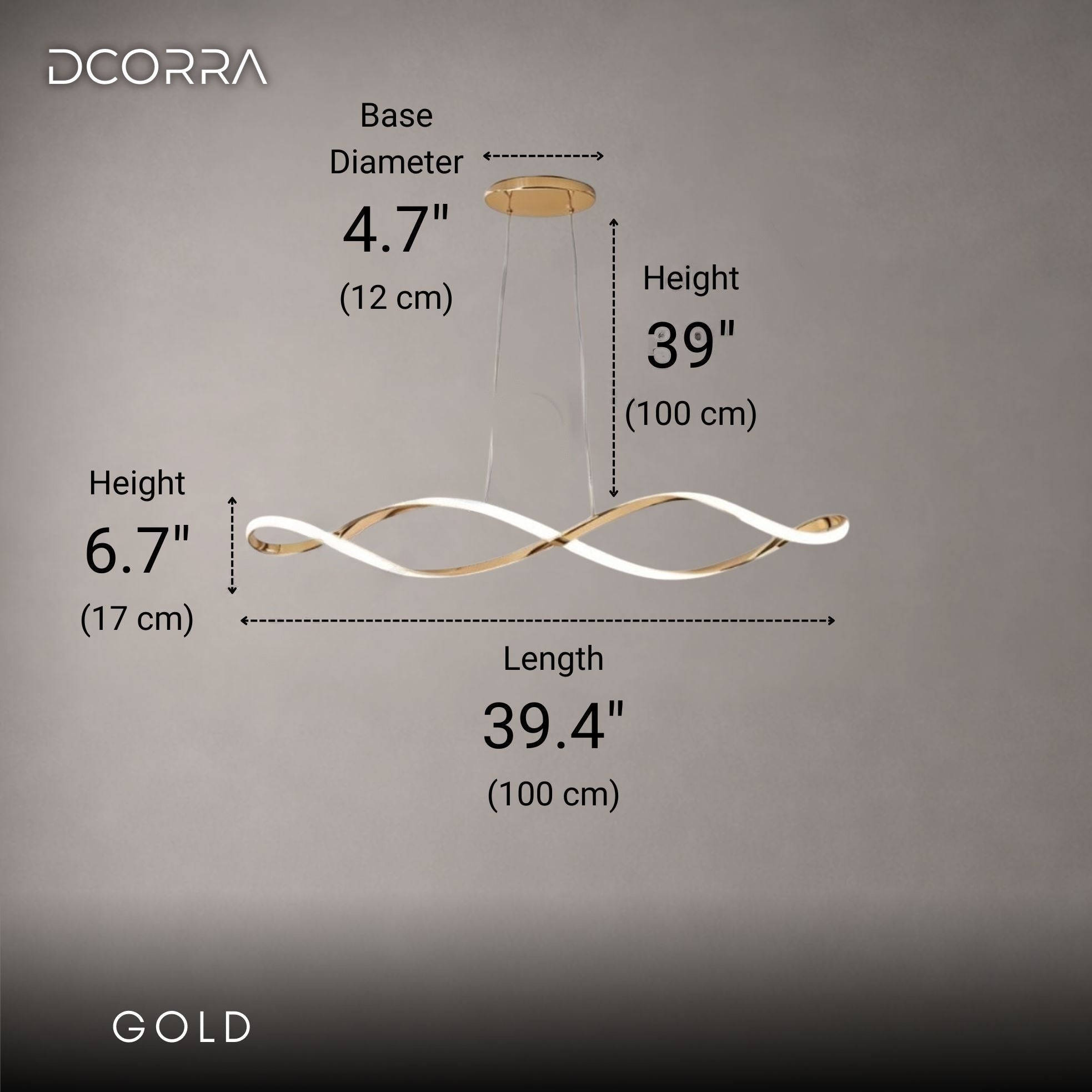 Wave Linear LED Pendant Light with Remote - Gold