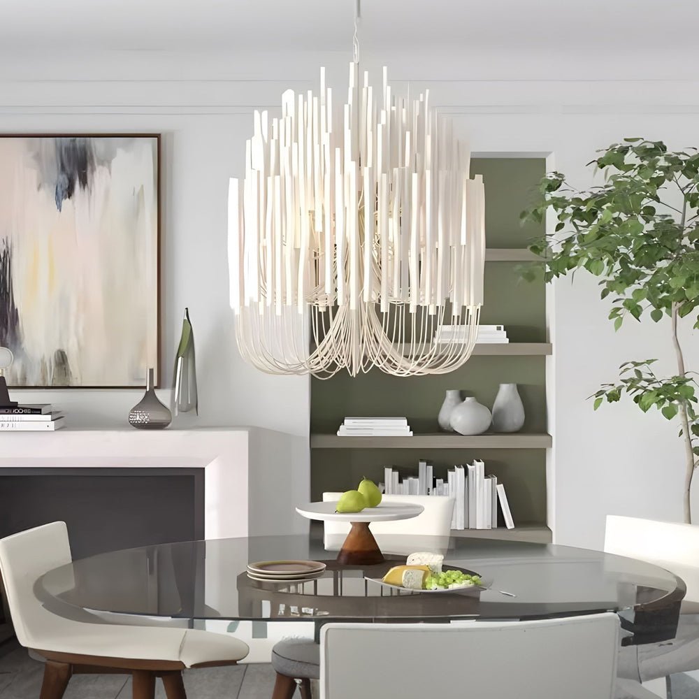 White Wood Stick Iron Chandelier - view 4