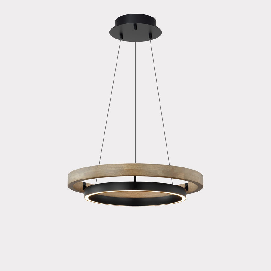 Wood and Acrylic Concentric Ring LED Chandelier