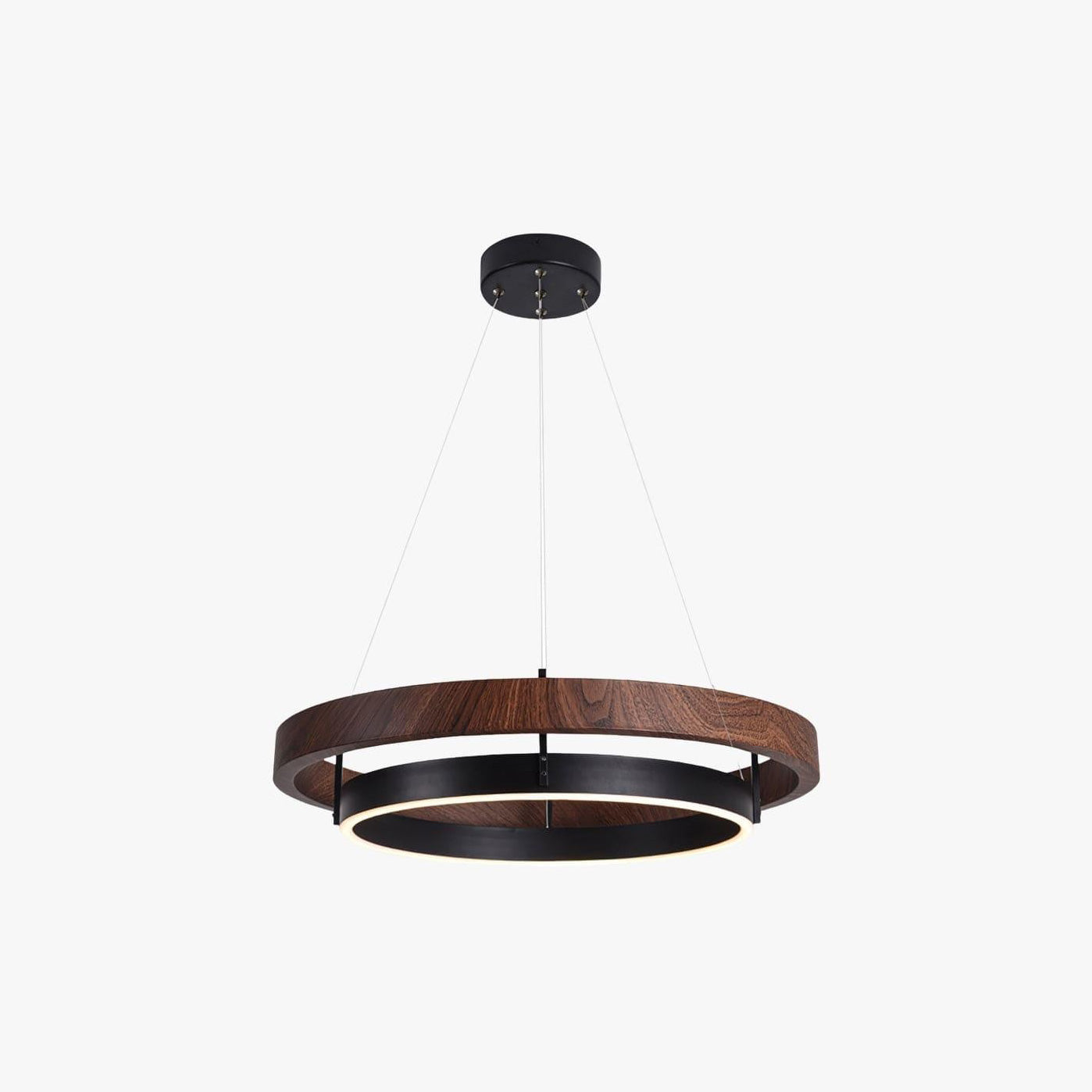 Wood and Acrylic Concentric Ring LED Chandelier - Ø23.6″ / Walnut