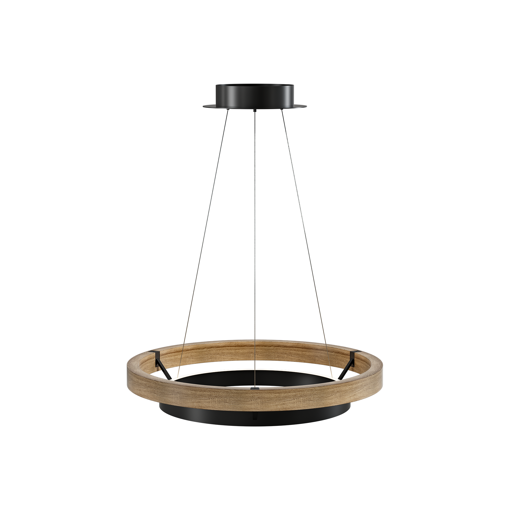 Wood and Acrylic Concentric Ring LED Chandelier