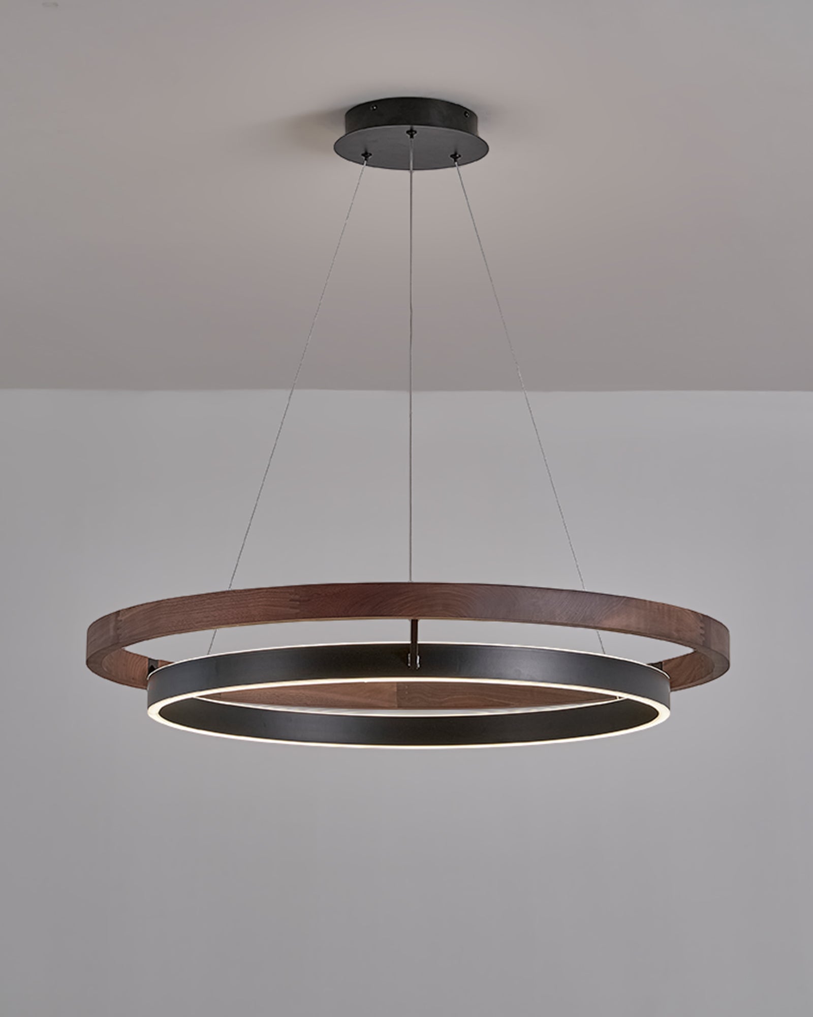 Wood and Acrylic Concentric Ring LED Chandelier