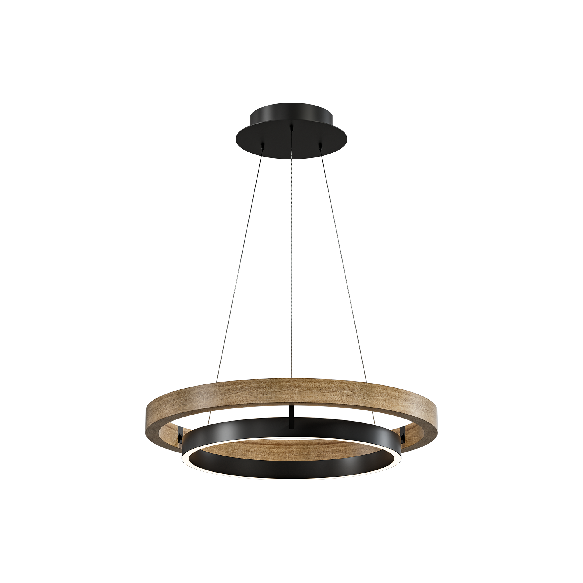 Wood and Acrylic Concentric Ring LED Chandelier