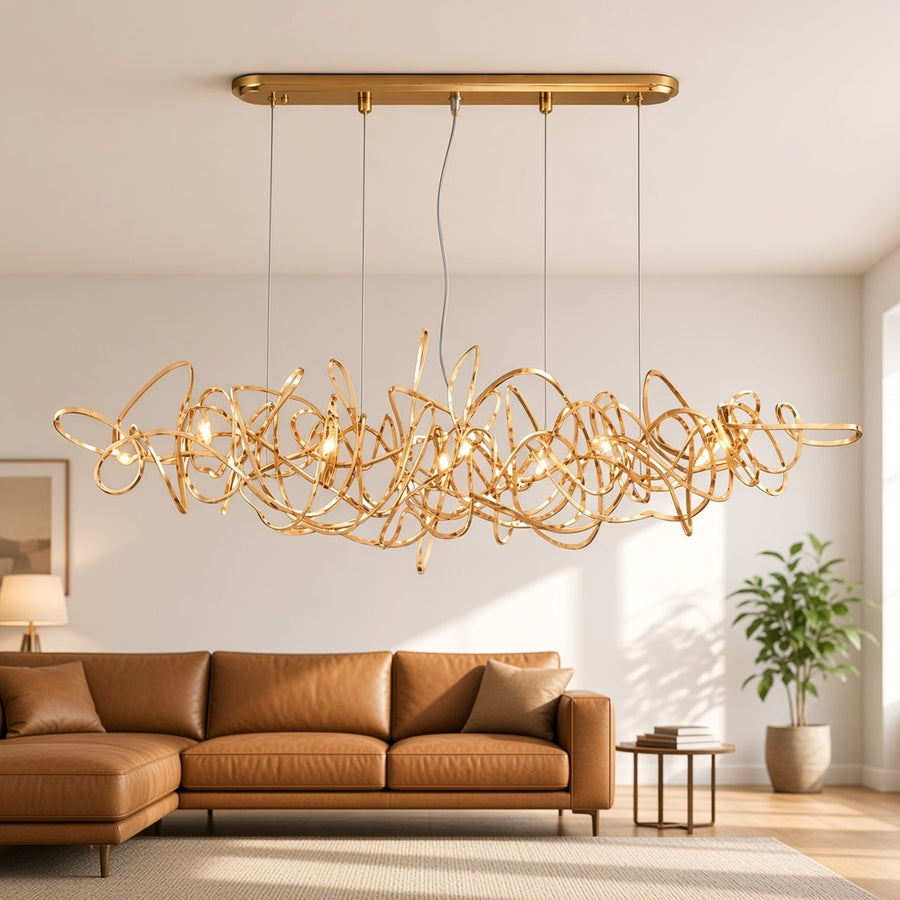 Woven Aluminum Ball Art Deco LED Chandelier
