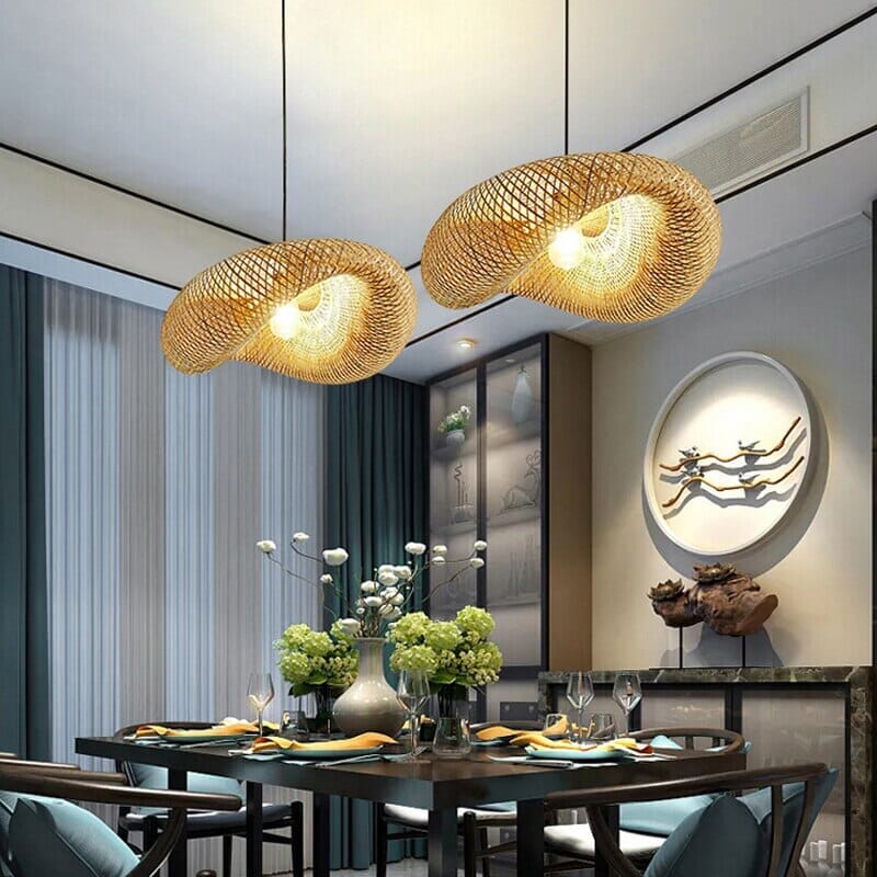 Woven Bamboo Pendant Light - variant