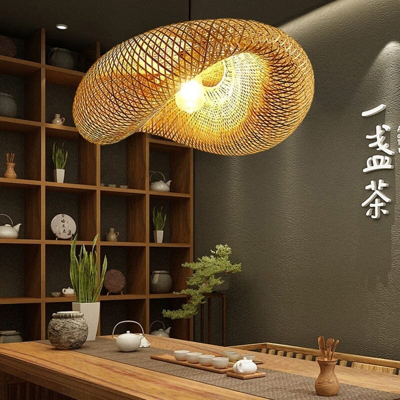 Woven Bamboo Pendant Light - view 2