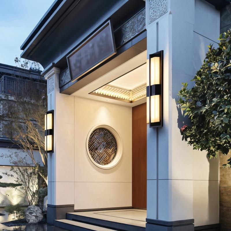 Elegant Copper Alabaster Wall Lamp on an exterior wall